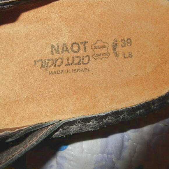 NAOT Leather Strappy Slide Sandals Size 8 Comfort Stretch Studded Cork Neutral - Picture 6 of 10